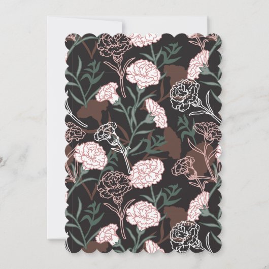 Delicate Roze Anjers met Groene Bladeren Bloemen Feestdagenkaart (Voorkant)