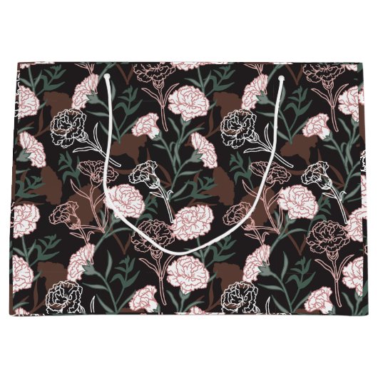 Delicate Roze Anjers met Groene Bladeren Bloemen Groot Cadeauzakje (Voorkant)