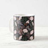 Delicate Roze Anjers met Groene Bladeren Bloemen Koffiemok (Voorkant links)