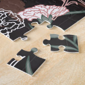 Delicate Roze Anjers met Groene Bladeren Bloemen Legpuzzel (Zijkant)