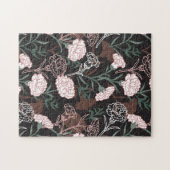 Delicate Roze Anjers met Groene Bladeren Bloemen Legpuzzel (Horizontaal)