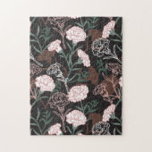 Delicate Roze Anjers met Groene Bladeren Bloemen Legpuzzel (Verticaal)