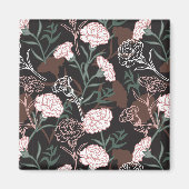 Delicate Roze Anjers met Groene Bladeren Bloemen Magneet (Voorkant)