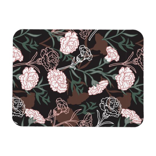 Delicate Roze Anjers met Groene Bladeren Bloemen Magneet (Horizontaal)