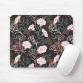 Delicate Roze Anjers met Groene Bladeren Bloemen Muismat (Met muis)