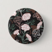 Delicate Roze Anjers met Groene Bladeren Bloemen Ronde Button 5,7 Cm (Voorkant)