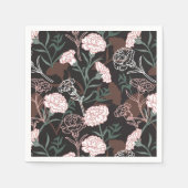 Delicate Roze Anjers met Groene Bladeren Bloemen Servet (Voorkant)