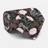 Delicate Roze Anjers met Groene Bladeren Bloemen Stropdas (Opgerold)