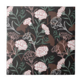 Delicate Roze Anjers met Groene Bladeren Bloemen Tegeltje (Voorkant)