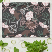 Delicate Roze Anjers met Groene Bladeren Bloemen Theedoek (Gevouwen)