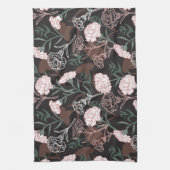 Delicate Roze Anjers met Groene Bladeren Bloemen Theedoek (Verticaal)