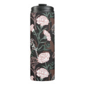 Delicate Roze Anjers met Groene Bladeren Bloemen Thermosbeker (Voorkant)