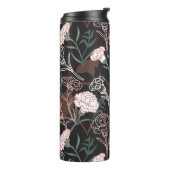 Delicate Roze Anjers met Groene Bladeren Bloemen Thermosbeker (Gedraaid links)