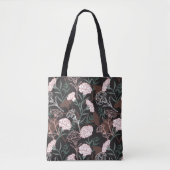 Delicate Roze Anjers met Groene Bladeren Bloemen Tote Bag (Voorkant)