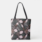 Delicate Roze Anjers met Groene Bladeren Bloemen Tote Bag (Achterkant)