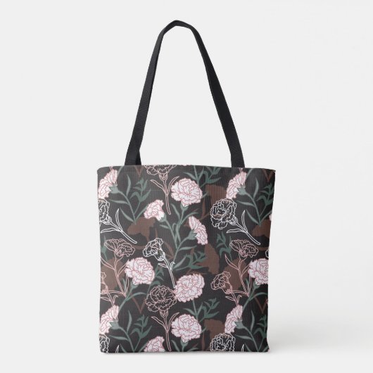 Delicate Roze Anjers met Groene Bladeren Bloemen Tote Bag (Achterkant)