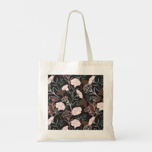 Delicate Roze Anjers met Groene Bladeren Bloemen Tote Bag (Achterkant)