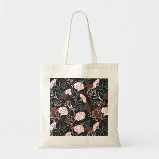 Delicate Roze Anjers met Groene Bladeren Bloemen Tote Bag (Voorkant)