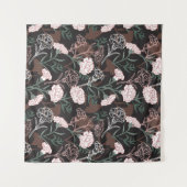 Delicate Roze Anjers met Groene Bladeren Bloemen Wandkleed (Voorkant (horizontaal))