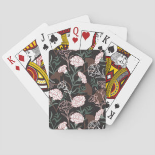 Delicate Roze Anjers met Groene Bladeren Bloemstuk Pokerkaarten