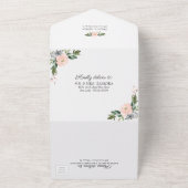 Delicate Roze Blauw Bloemen Geometrische Bruiloft All In One Uitnodiging (Buitenkant)