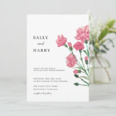 Delicate roze bloem bruiloft kaart (Staand voorkant)