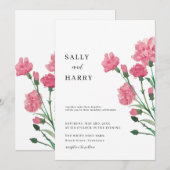 Delicate roze bloem bruiloft kaart (Voorkant / Achterkant)