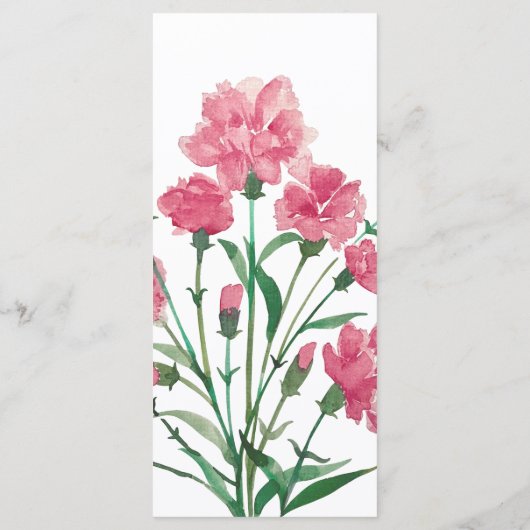 Delicate roze bloem bruiloft menu (Achterkant)