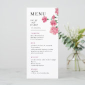 Delicate roze bloem bruiloft menu (Staand voorkant)