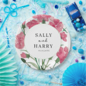 Delicate roze bloem bruiloft papieren bordje (Feest)