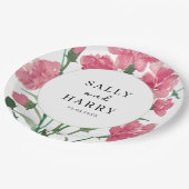 Delicate roze bloem bruiloft papieren bordje (Gekanteld)