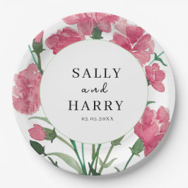 Delicate roze bloem bruiloft papieren bordje