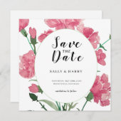 Delicate roze bloem bruiloft save the date (Voorkant / Achterkant)
