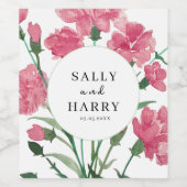 Delicate roze bloem bruiloft wijn etiket (Enkel label)