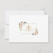 Delicate Roze Bloem Gouden Kruis Meisje Bevestigin Bedankkaart (Achterkant)