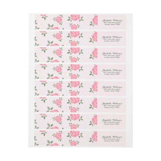 Delicate roze bloemen adreslabel wikkel (Vel)
