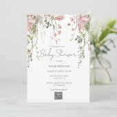 Delicate Roze Bloemen Baby shower QR Code Kaart (Staand voorkant)