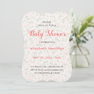 Delicate Roze Bloemen Baby Shower Uitnodiging