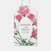 Delicate roze bloemen bruiloft cadeaulabel (Voorkant)