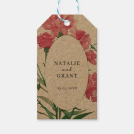 Delicate roze bloemen bruiloft cadeaulabel