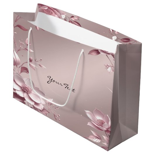 Delicate Roze Bloemen Cadeautas (Voorkant Gekanteld)