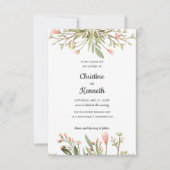 Delicate roze bloemen chic Botanical bruiloft Kaart (Voorkant)