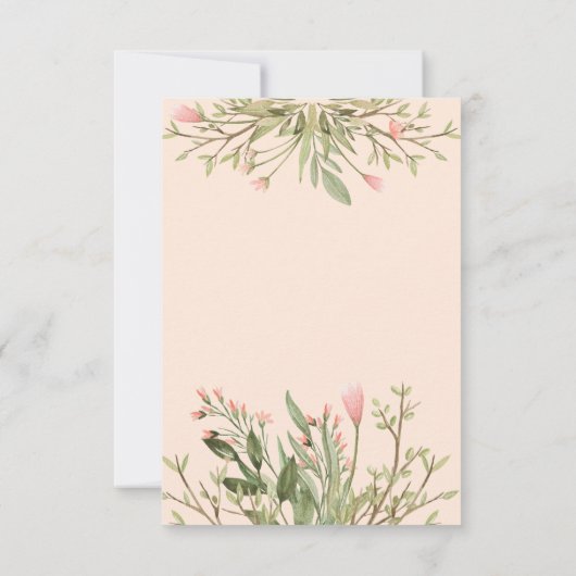 Delicate roze bloemen chic Botanical bruiloft Kaart (Achterkant)
