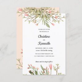 Delicate roze bloemen chic Botanical bruiloft Kaart