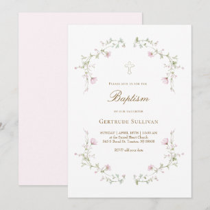 delicate roze bloemen Doop Kaart