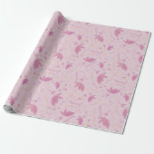 Delicate roze bloemen en bogen cadeaupapier (Uitgerold)
