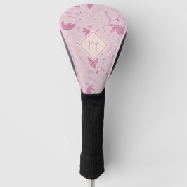 Delicate roze bloemen en bogen golfheadcover