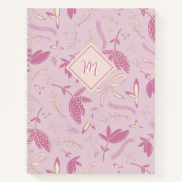 Delicate roze bloemen en bogen notitieboek