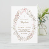 delicate roze bloemen kader Doop Kaart (Staand voorkant)