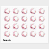Delicate Roze Bloemen Krans Stickers (Vel)